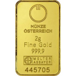 Münze Österreich investiční zlatý slitek 2 Gramy