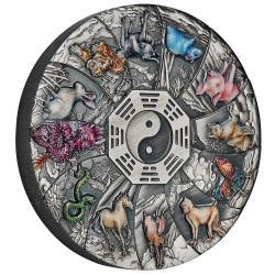12 Lunar Animals - 5 Oz- stříbrná kolorovaná starožitná mince (dodání 28.9)