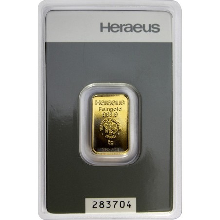 Heraeus 5g - Investiční zlatý slitek
