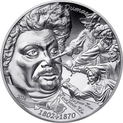 Alexandre Dumas - 1 oz - srebrni kolekcionarski novčić