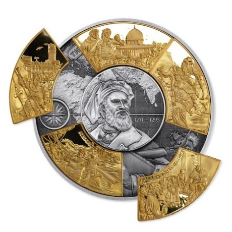 Marco Polo - 5 Oz - srebrna puzzle pozlaćena kolekcionarska kovanica