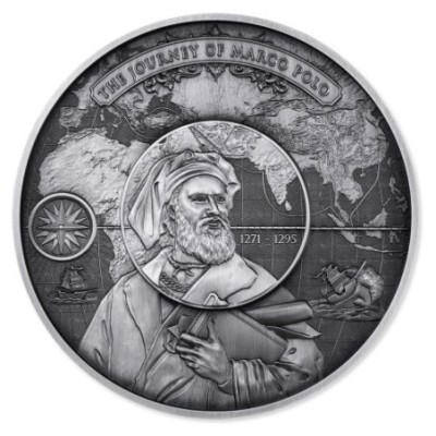 Marco Polo - 5 Oz - srebrna puzzle pozlaćena kolekcionarska kovanica