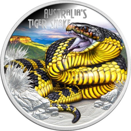 Australska tigrasta zmija - 1 oz - srebrni kolekcionarski novčić