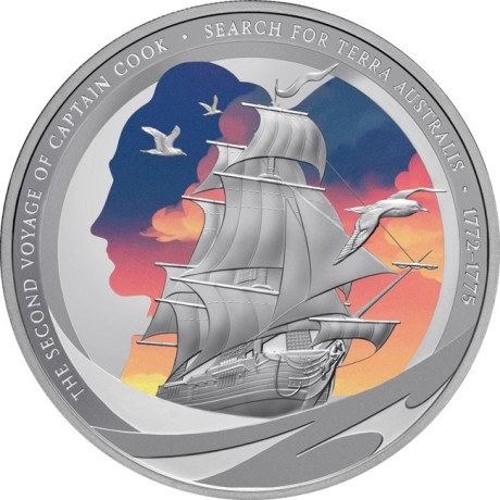 Kapetan Cook - Drugo putovanje - 1 oz - srebrni kolekcionarski novčić proof