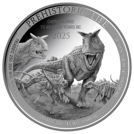 Carnotaurus (Prapovijesni život) 2025 - 1 Oz - Srebrni investicijski novčić