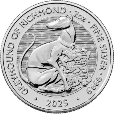 Tudorske zvijeri - hrt iz Richmonda - 2 oz - Srebrni investicijski novčić