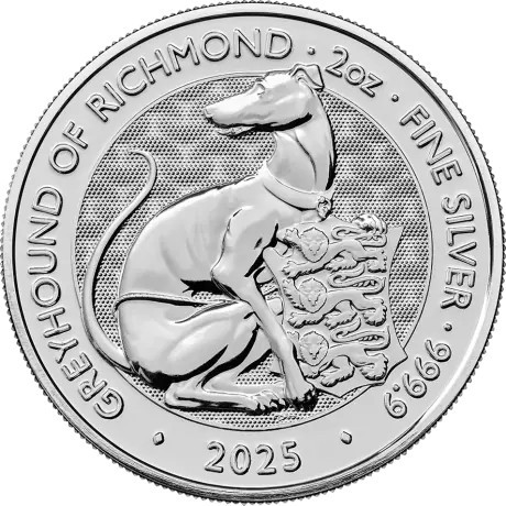 Tudorske zvijeri - hrt iz Richmonda - 2 oz - Srebrni investicijski novčić