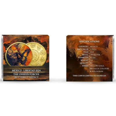 Mexico Libertad - Efekt leptira (2024) - 1 oz - Srebrni kolekcionarski novčić