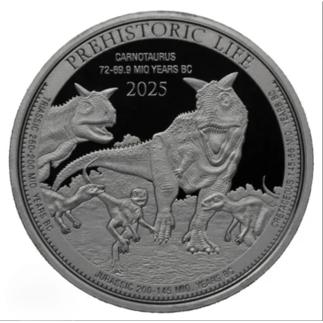 Carnotaurus (Prapovijesni život) 2025 - 1 Oz - Srebrni investicijski novčić