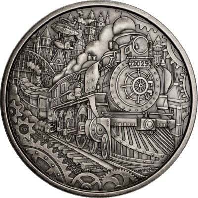 Parna lokomotiva - 3 oz - srebrni kolekcionarski novčić