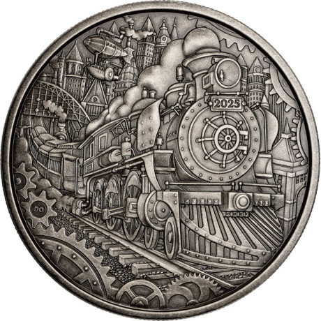 Parna lokomotiva - 3 oz - srebrni kolekcionarski novčić
