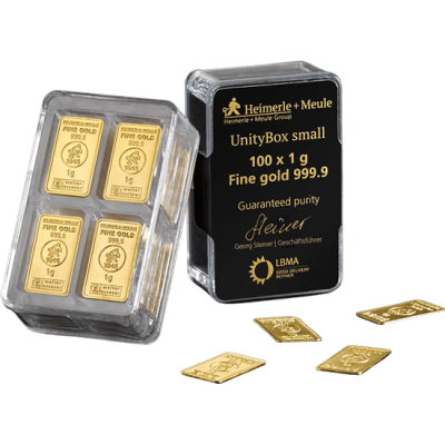 Heimerle + Meule Unity Bar 100 x 1 g - zlatna investicijska poluga