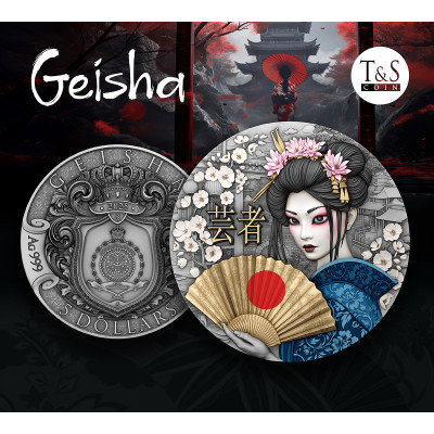 Gejša - 2 oz - srebrni kolekcionarski novčić